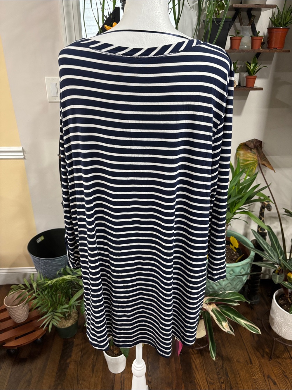 Cupio Navy and White Striped Long Sleeve Tunic size 2X - Picture 3 of 4